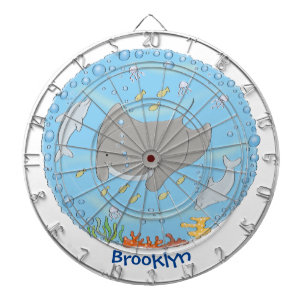 Cute manta ray and bubbles cartoon illustration dartboard