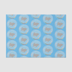 Cute manta ray and bubbles cartoon illustration tissue paper