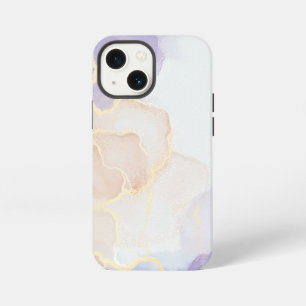 Cute marble pattern blush purple gold white pink iPhone 13 mini case