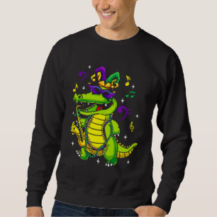 Cute Mardi Gras Alligator for Kids or Adults Sweatshirt