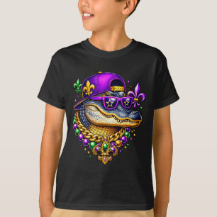Cute Mardi Gras Alligator Gator Beads Mask Carniva T-Shirt