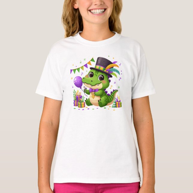 Cute Mardi Gras alligator T-Shirt (Front)