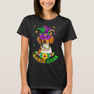 Cute Mardi Gras Beagle Dog Dad Dog Mum Mask Beads T-Shirt