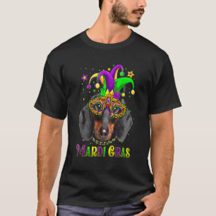 Cute Mardi Gras Carnival Dachshund Dog Mardi Gras T-Shirt
