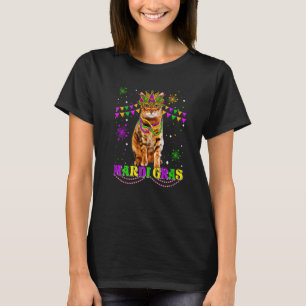 Cute Mardi Gras Cat Bengal Mask Beads Festival Pre T-Shirt