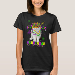 Cute Mardi Gras Cat Exotic Shorthair Mask Beads Fe T-Shirt