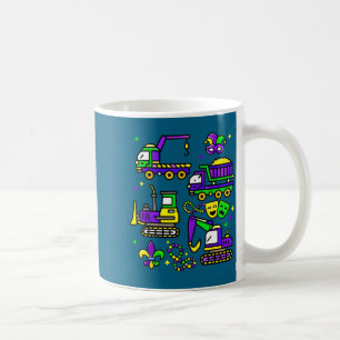 Cute mardi gras construction trucks excavator toys coffee mug
