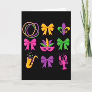 Cute Mardi Gras Coquette Bows  Card