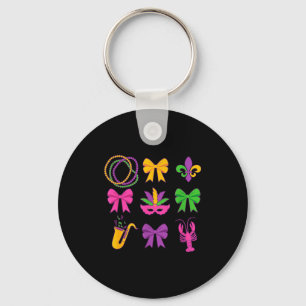 Cute Mardi Gras Coquette Bows  Key Ring
