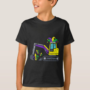 Cute Mardi Gras Excavator Construction Vehicle For T-Shirt