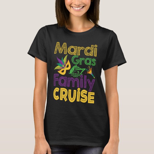 Cute Mardi Gras Family Cruise Vacation on Boat Cou T-Shirt (Front)