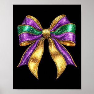 Cute Mardi Gras Fat Coquette Bow Tuesday Kids Girl Poster
