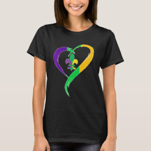 Cute Mardi Gras Heart Funny Fleur De Lis Mardi Gra T-Shirt