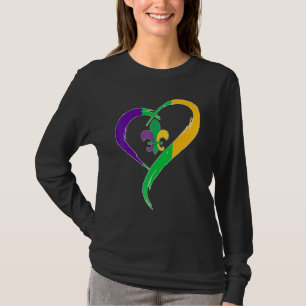 Cute Mardi Gras Heart Funny Fleur-De-Lis Mardi Gra T-Shirt