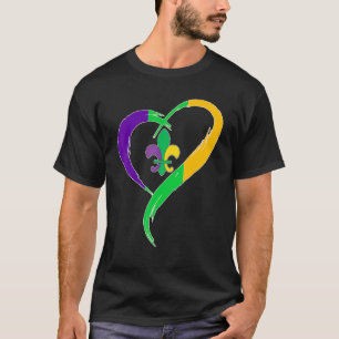 Cute Mardi Gras Heart Funny Fleur-De-Lis Mardi Gra T-Shirt
