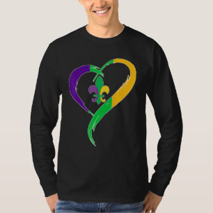 Cute Mardi Gras Heart Funny Fleur-De-Lis Mardi Gra T-Shirt