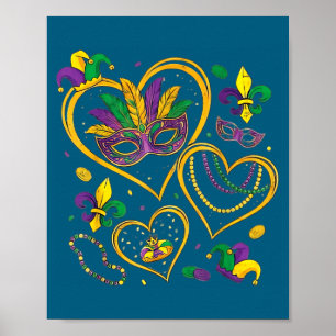 Cute Mardi Gras Hearts Outfit Toddler Poster
