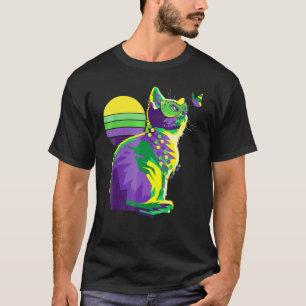 Cute Mardi Gras Kitten Butterfly New Orleans Cat O T-Shirt