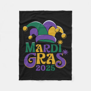 Cute Mardi Gras Mask Fun 2025 Fleece Blanket