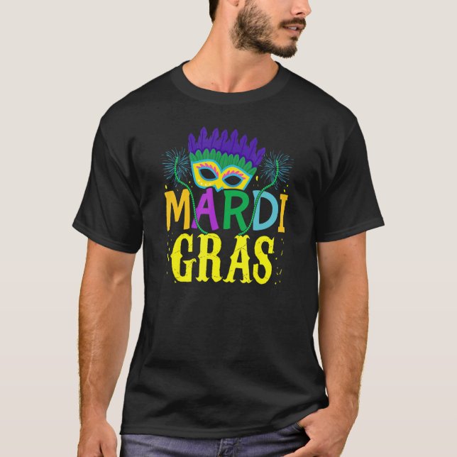 Cute Mardi Gras Mask  Mardi Gras T-Shirt (Front)