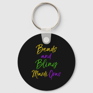 Cute Mardi Gras Party Quote Gift Beads And Bling M Key Ring