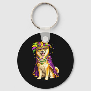 Cute Mardi Gras Shiba Inu Dog _1 Key Ring