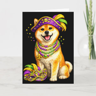 Cute Mardi Gras Shiba Inu Dog  Card