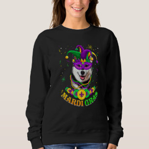 Cute Mardi Gras Siberian Husky Dog Dad Dog Mom Mas Sweatshirt