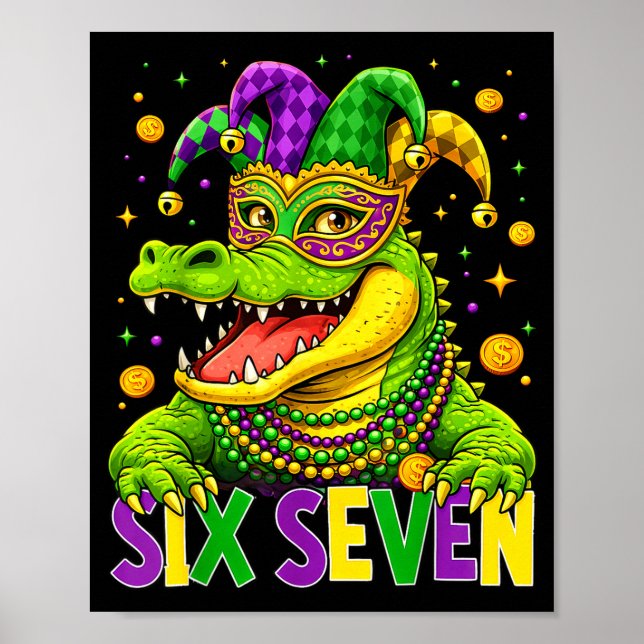 Cute Mardi Gras Six Seven Bruh Poster (Front)
