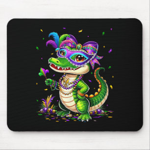Cute Mardigator Mardi Gras Alligator Costume Girl Mouse Pad