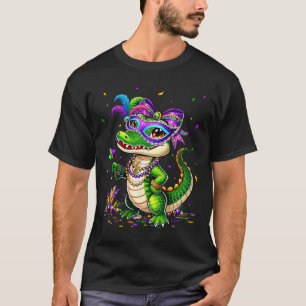Cute Mardigator Mardi Gras Alligator Costume Girl T-Shirt