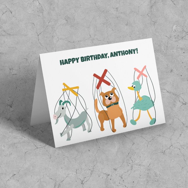 Cute Marionette Puppets Puppeteers Personalised Card (Creator Uploaded)