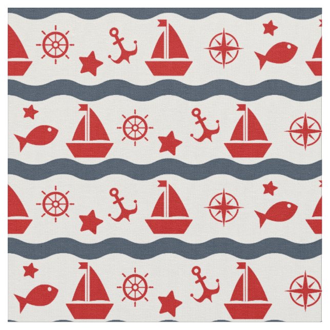 Cute Maritime Pattern Fabric (Close Up)