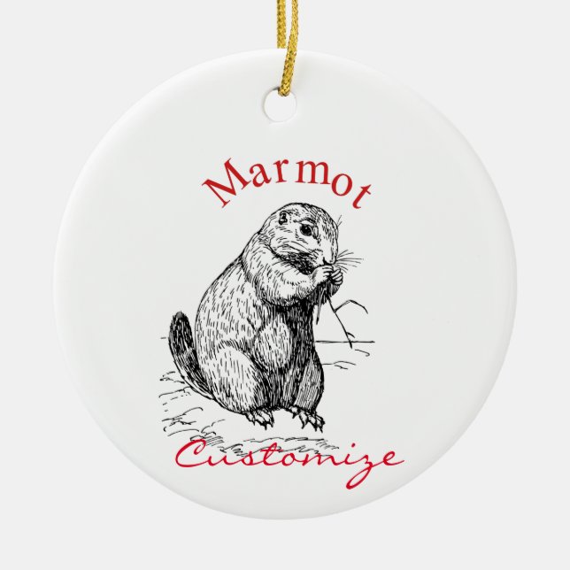 Cute Marmot Animal Thunder_Cove Ceramic Tree Decoration (Front)