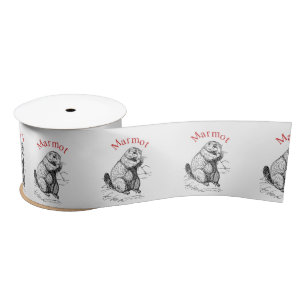 Cute Marmot Animal Thunder_Cove Satin Ribbon