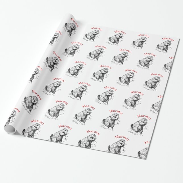 Cute Marmot Animal Thunder_Cove Wrapping Paper (Unrolled)