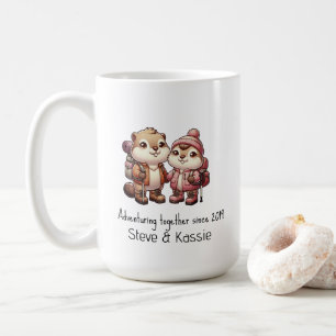 Cute Marmot Couple Adventuring Together Hiking Coffee Mug