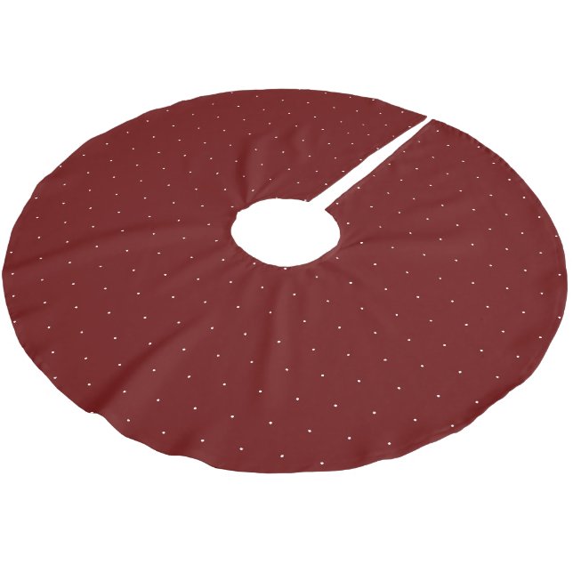 Cute maroon wine tiny polka dots pattern Christmas Brushed Polyester Tree Skirt (Angled)