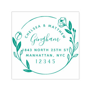 Cute Married Couple Floral Wreath Return Address Self-inking Stamp