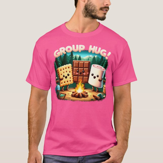 Cute Marshmallow Camping T-Shirt (Front)