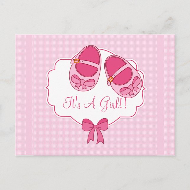 Cute "Mary Janes" Baby Shower Invitation Postcard (Front)