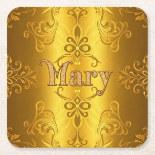 Cute Mary Name Gold Foil Coaster