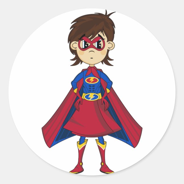 Cute Masked Superhero Girl Sticker (Front)