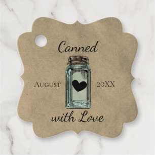 Cute Mason Jar Canned With Love Dated Kraft Favour Tags