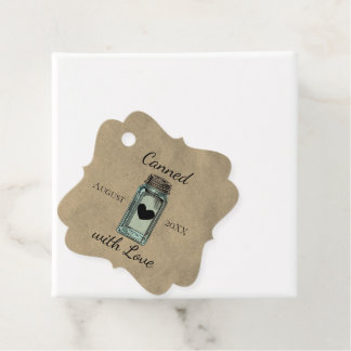 Cute Mason Jar Canned With Love Dated Kraft Favour Tags