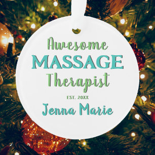 Cute Massage Therapist Teal Green Design Ornament