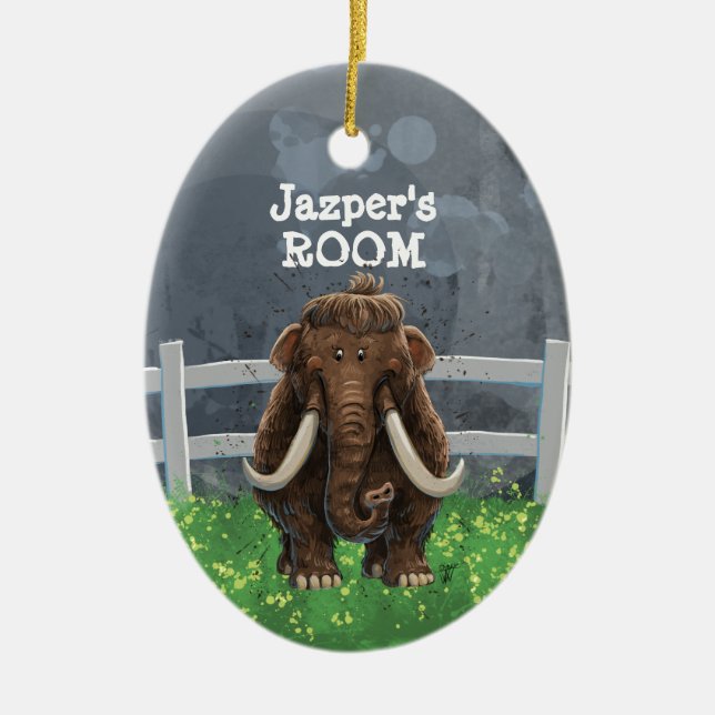 Cute Mastodon Ceramic Tree Decoration (Front)