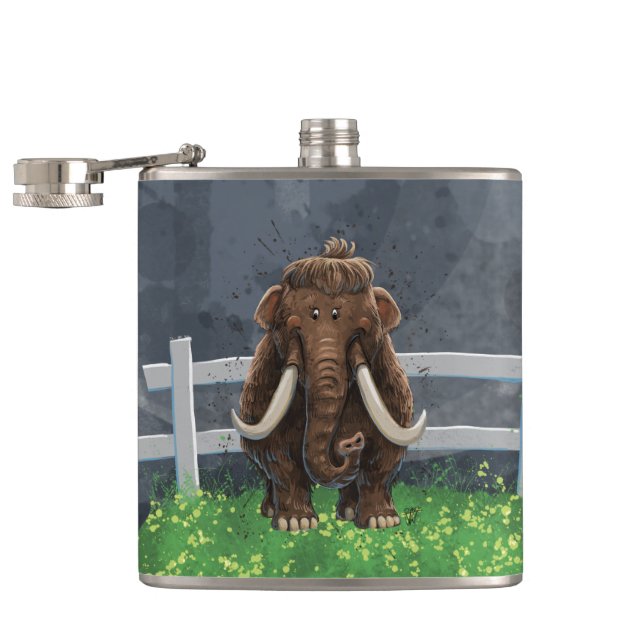 Cute Mastodon Hip Flask (Opened)