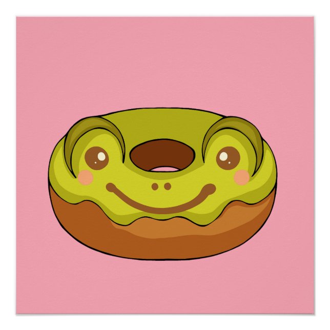 Cute Matcha Frog doughnut Poster (Front)