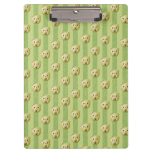 Cute Matcha Green Teddy Bear and Stripe Clipboard